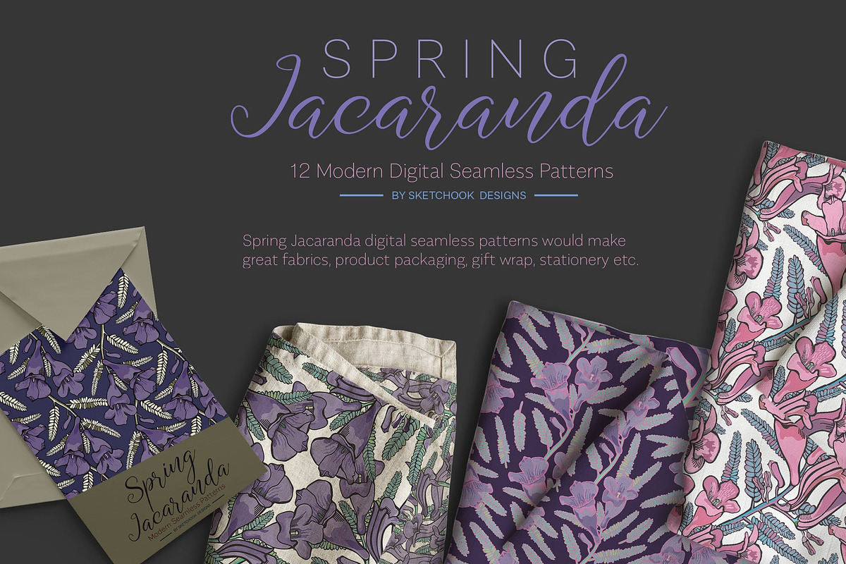 Spring Jacaranda Seamless Patterns, a Pattern Graphic by Sketchbook Designs (Photo 8 of 9)