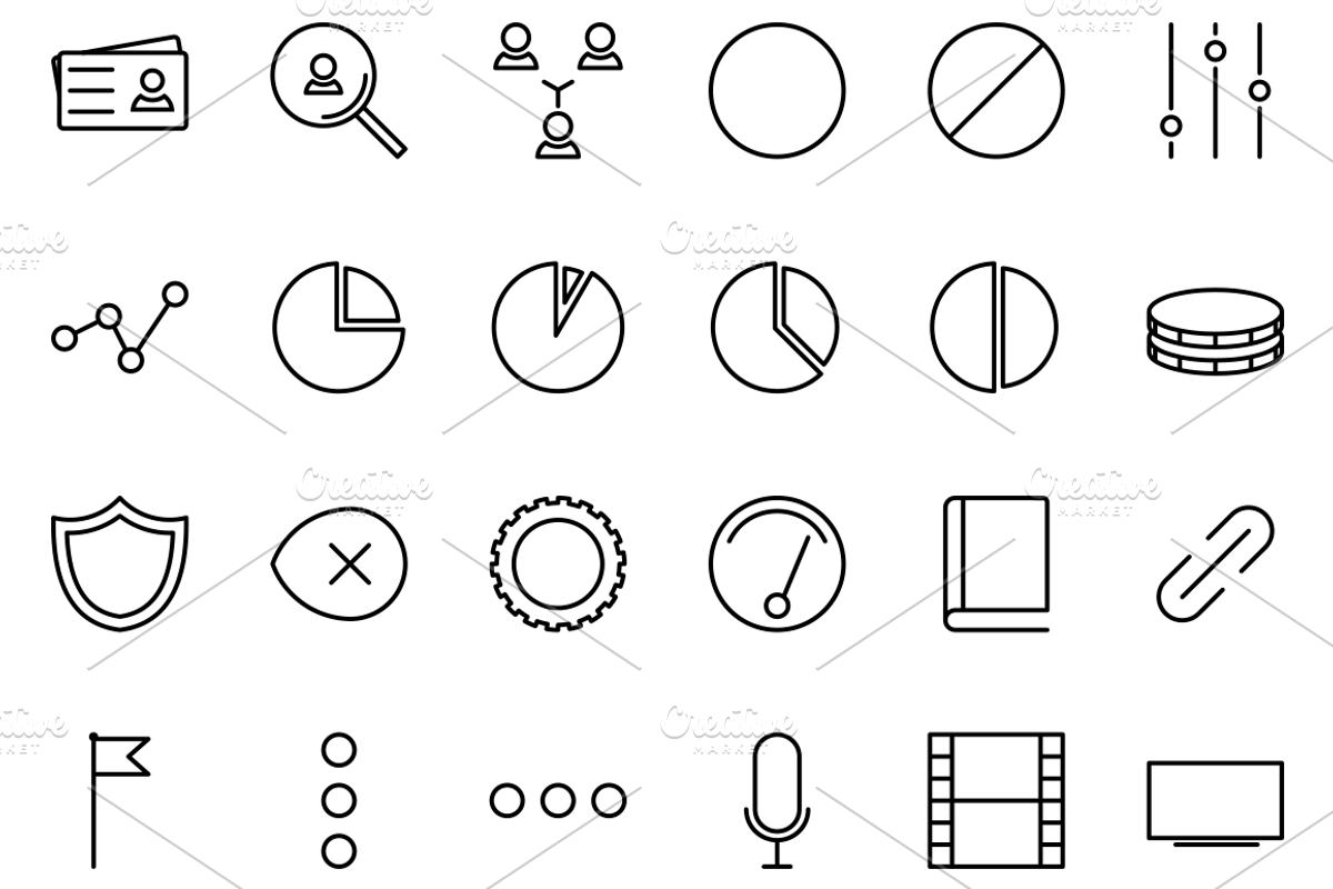 Thin Line Icon Set preview 3
