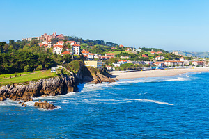 Comillas city beach aerial view, a Photo by saiko3p