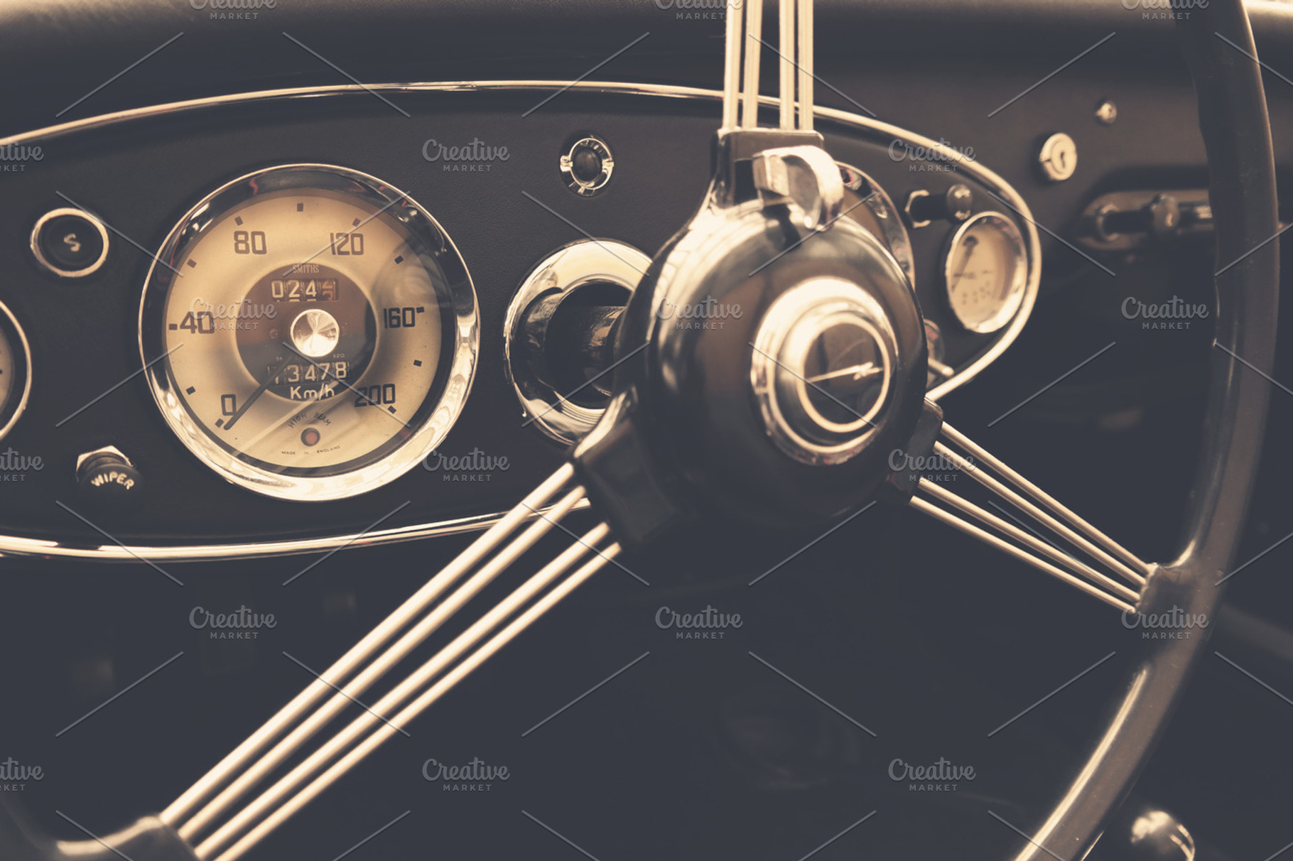 Vintage Car Dashboard Stock Picture