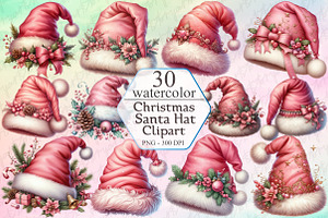 Watercolor Antique Santa Hat Clipart, a Graphic by designcity5