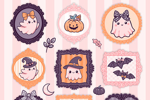 Cute Pink Ghost Frames PNG SVG