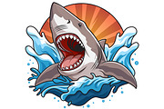 Powerful Shark Splash Vector Design, an Animal Illustration by Ghagra (Thumbnail 2 of 3)