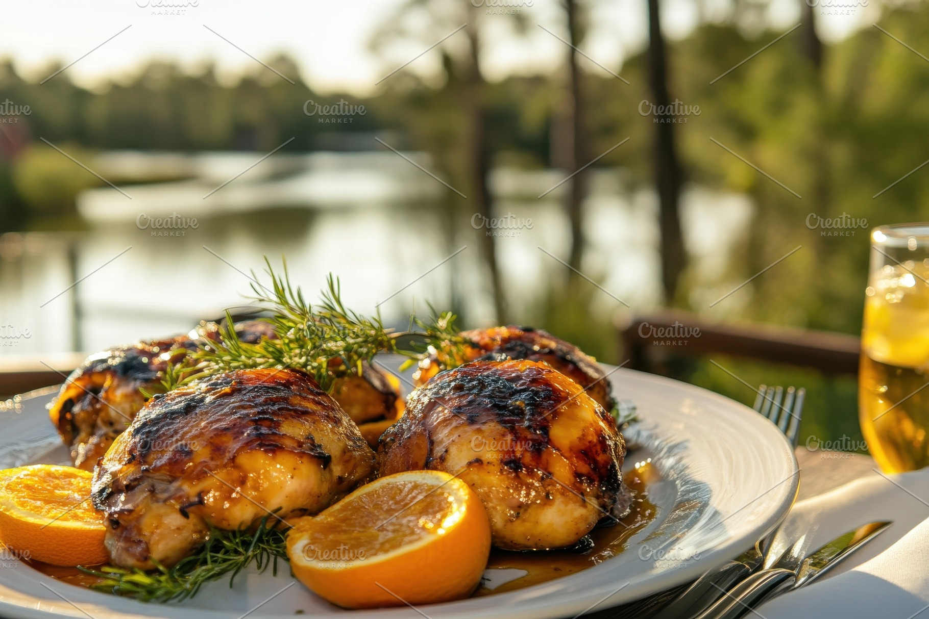 Delicious orange glazed chicken serv, a Photo by Iftikhar Alam