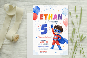 Superhero Birthday Invitation