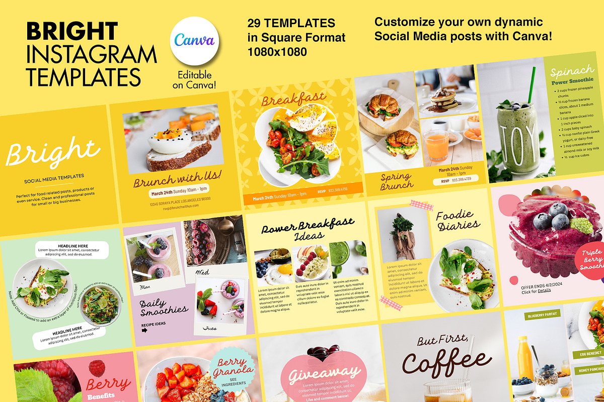 Bright Instagram Templates, a Social Media Template by Spark Design (Photo 1 of 2)