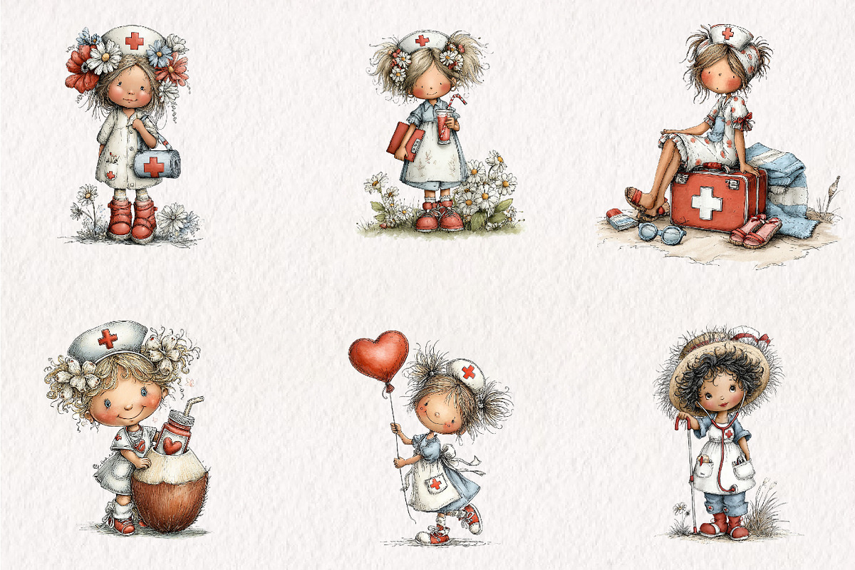 Whimsical Summer Nurse PNG Clipart, a Seasonal Illustration by CreationArt (Photo 4 of 7)