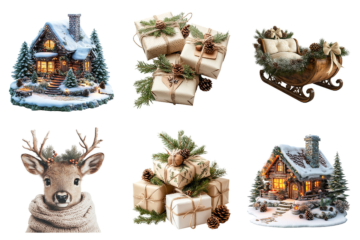 Cozy Watercolor Christmas Clipart, a Work Illustration by SinaCreation (Photo 3 of 6)
