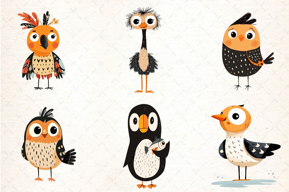 Quirky Birds Hand-Drawn Clipart, an Illustration by DreamCafeArt (Photo 4 of 8)