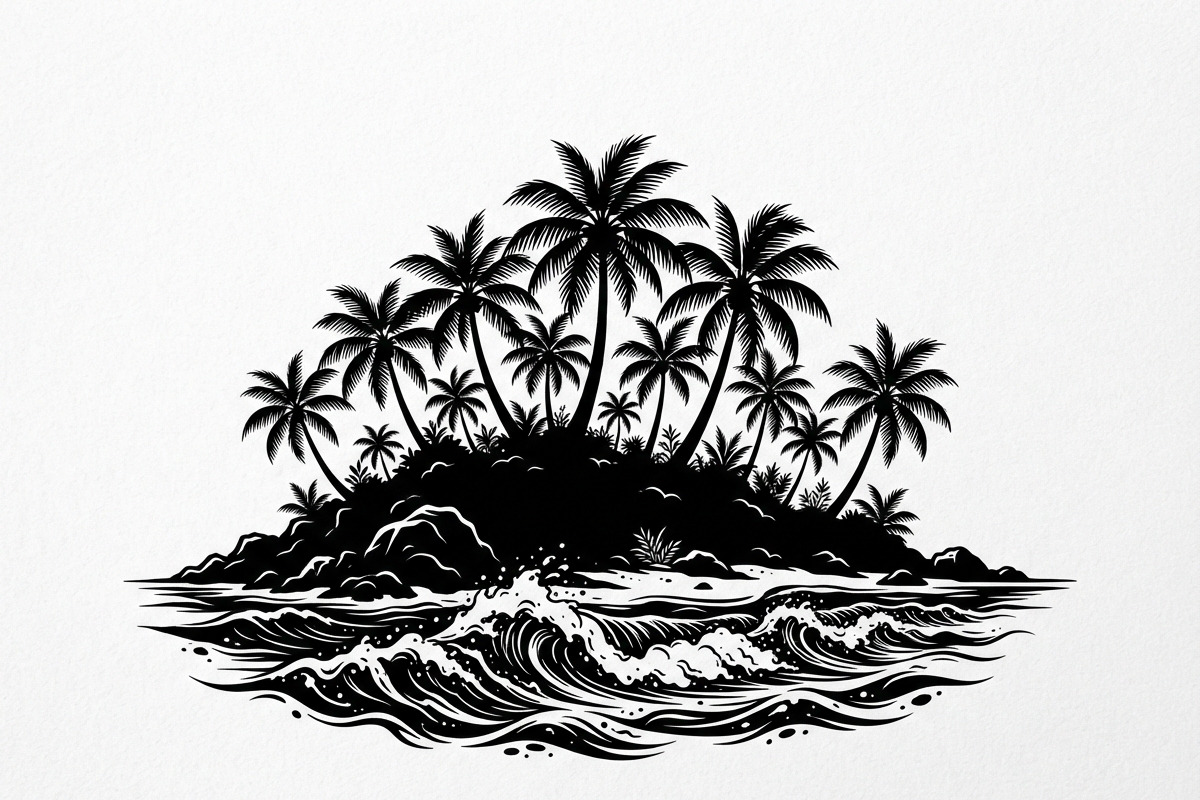 50 Tropical Palm Island Silhouette, an Empty State Illustration by Amazin_art (Photo 26 of 41)