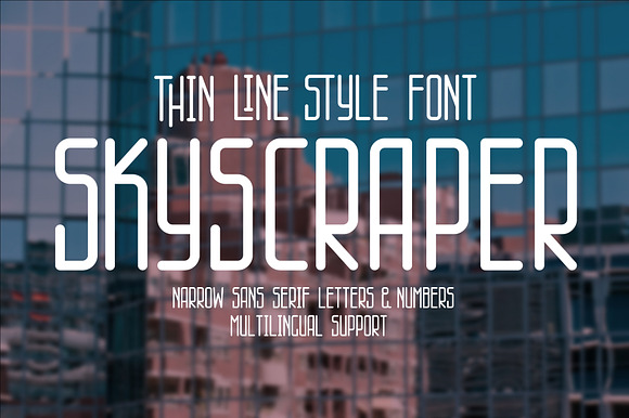 Skyscraper thin line style font. preview 7