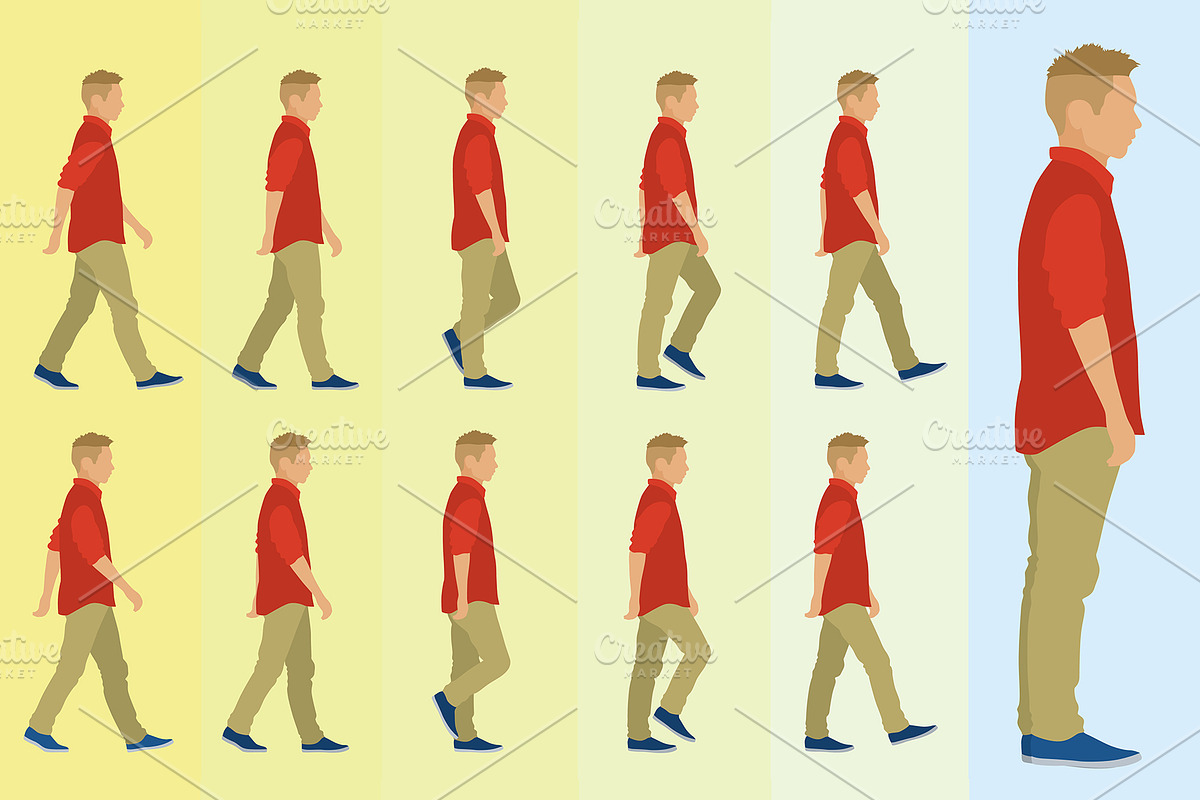 Teen Boy Walking Cycle, an Illustration by Ellegant Media
