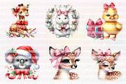 Cute Animal Christmas with Bow, an Illustration by CreationArt (Thumbnail 2 of 5)