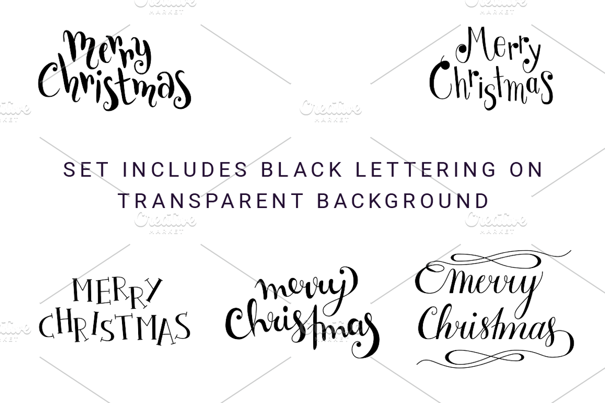 5 Merry Christmas Cards & Lettering, a Card Template by Anne Elster Design (Photo 3 of 3)