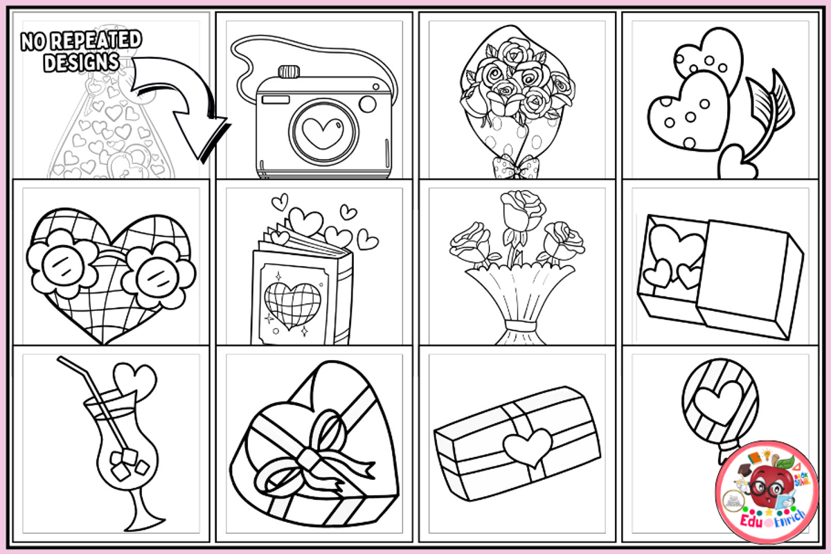 Cozy Girl Love Coloring Pages, an Object Illustration by EduEnrich (Photo 3 of 3)
