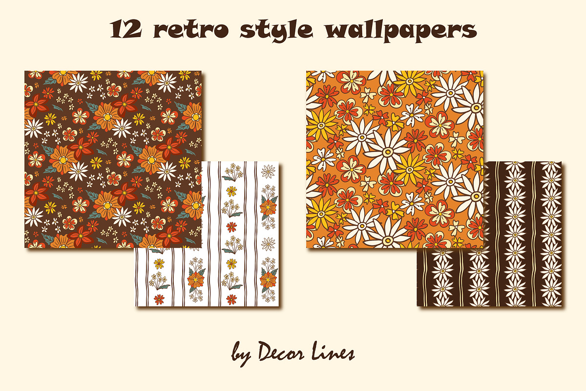 Retro 70s style wallpapers, a Decorative Illustration by Decor Lines (Photo 7 of 9)