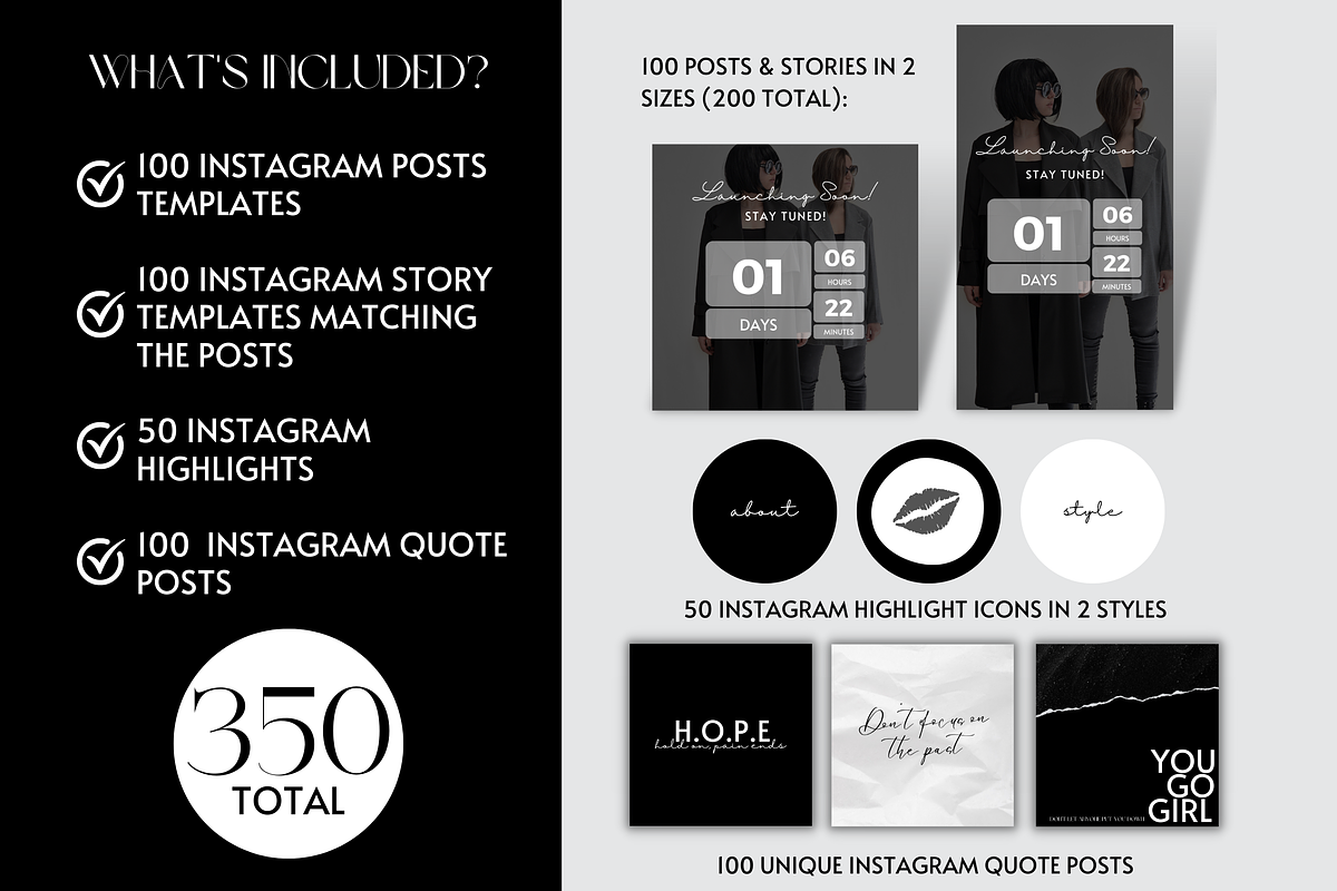 Luxe Black & White Instagram Template