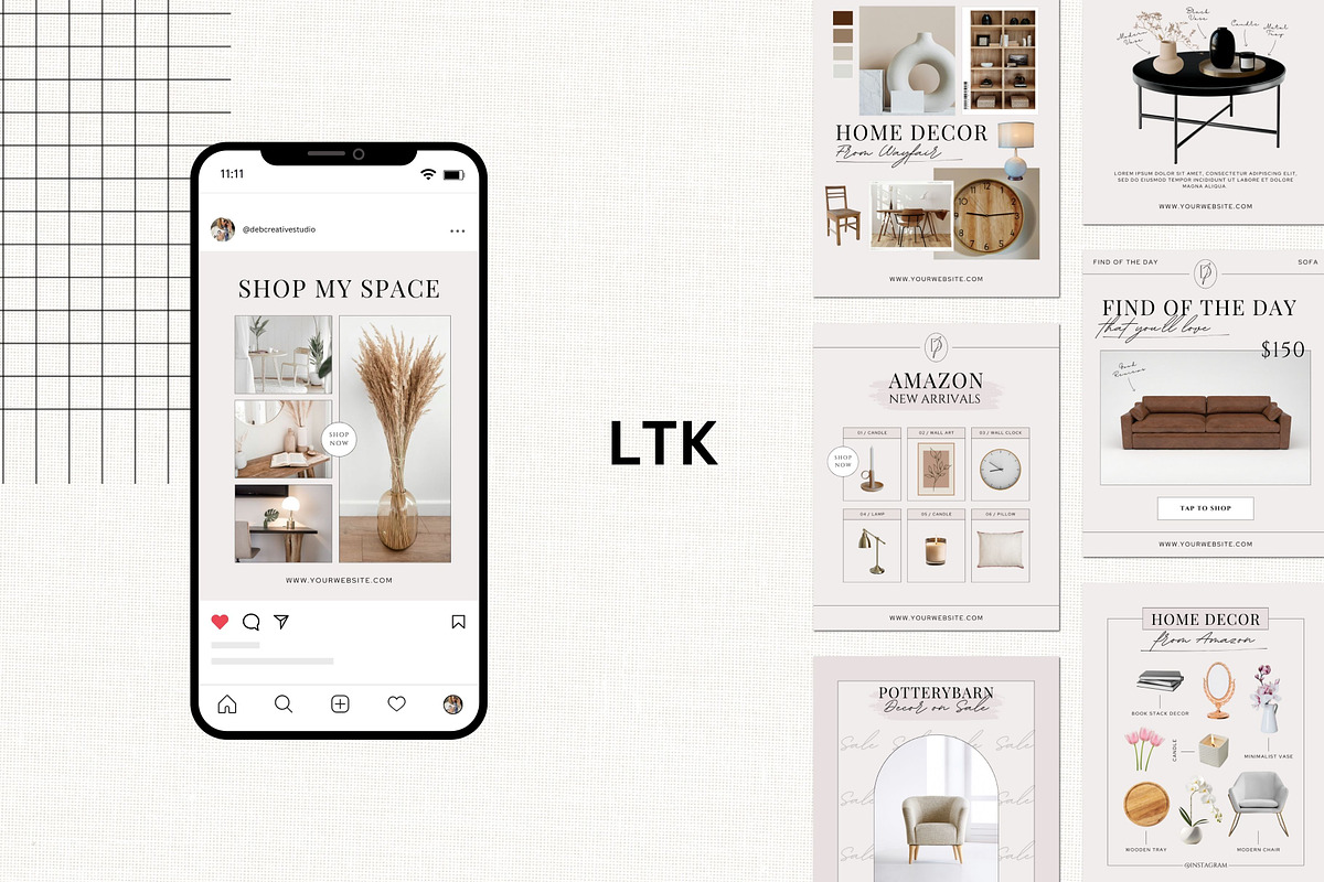 Home Decor LTK Canva Template, a Social Media Template by Deb Creative Studio (Photo 3 of 9)