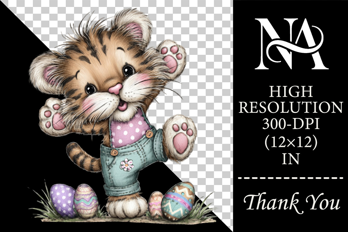 Quirky Easter Tiger Clipart Bundle, an Animal Illustration by RobertsArt (Photo 2 of 6)