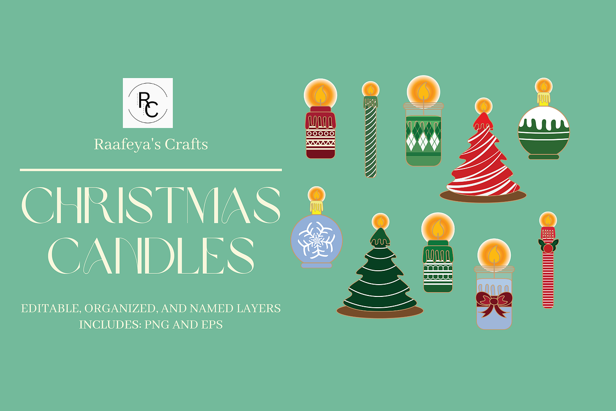 Christmas Candles, a Seasonal Illustration by Raafeya's Crafts (Photo 1 of 4)