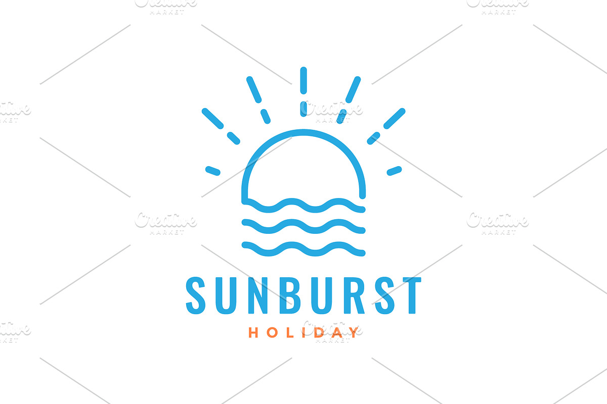 wave with sun sunburst logo, a Branding & Logo Template by devastd