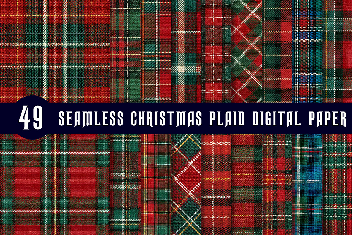 Seamless Christmas Plaid Digital Pap, an Illustration by CreationArt (Photo 1 of 5)
