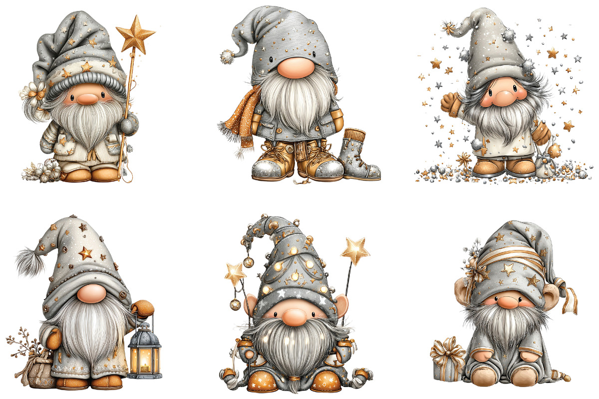 Sparkling New Year Gnome Clipart, an Illustration by CraftArtStudio (Photo 3 of 6)