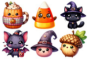 Kawaii Fall Halloween Clipart Bundle, an Illustration by Pixels.Craft (Thumbnail 3 of 7)