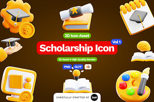 3D Scholarship Icon Vol.1