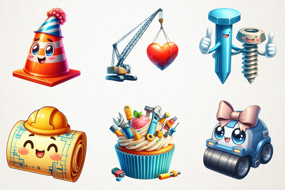 Cute Construction Watercolor Clipart, an Illustration by RobertsArt (Photo 3 of 7)