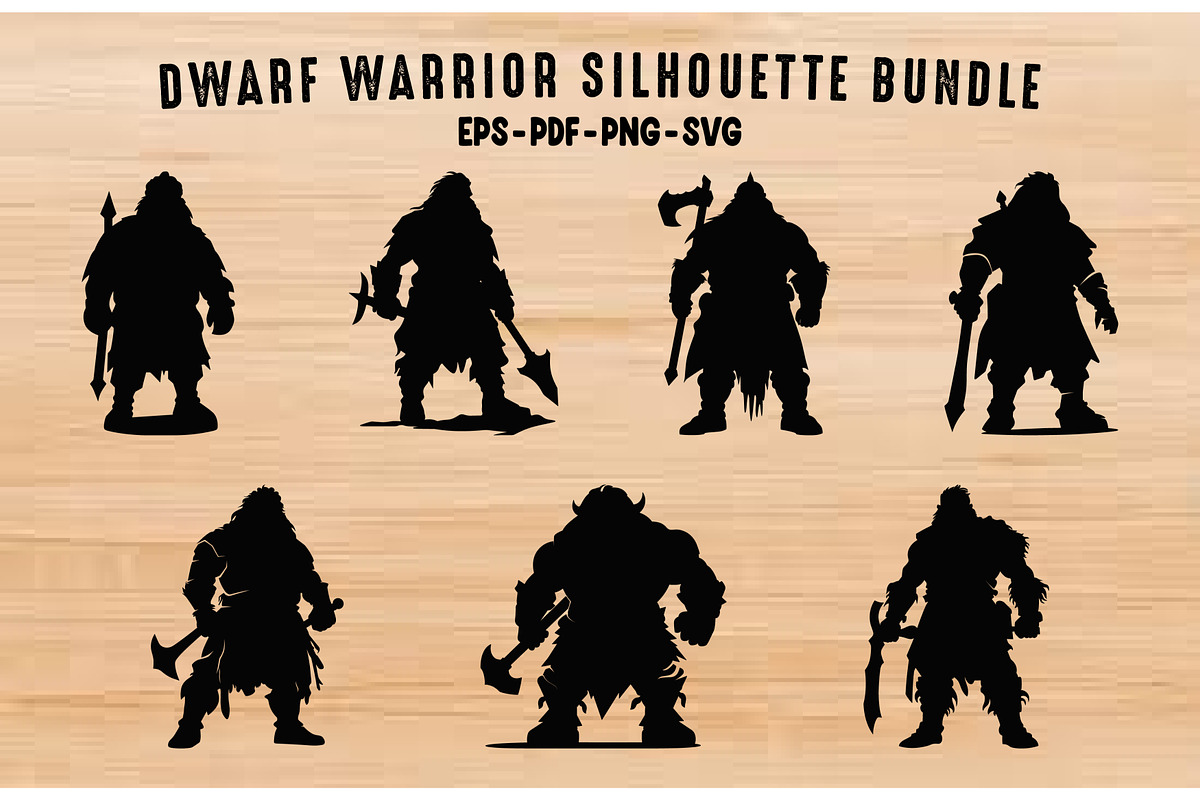 Dwarf Warrior Silhouette Clipart Set, a Person Illustration by Gfx Expert Team (Photo 1 of 3)
