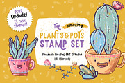 Procreate Plants & Pots Stamp Set, a Brush Add-On by PrettyLittlePigs (Thumbnail 1 of 10)