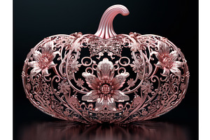 Elegant Ornate Metallic Pink Pumpkin