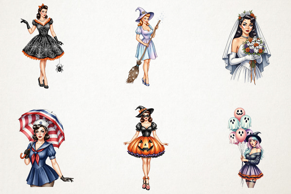 Halloween Pin-Up Girl Sublimation, a Person Illustration by RobertsArt (Photo 2 of 6)