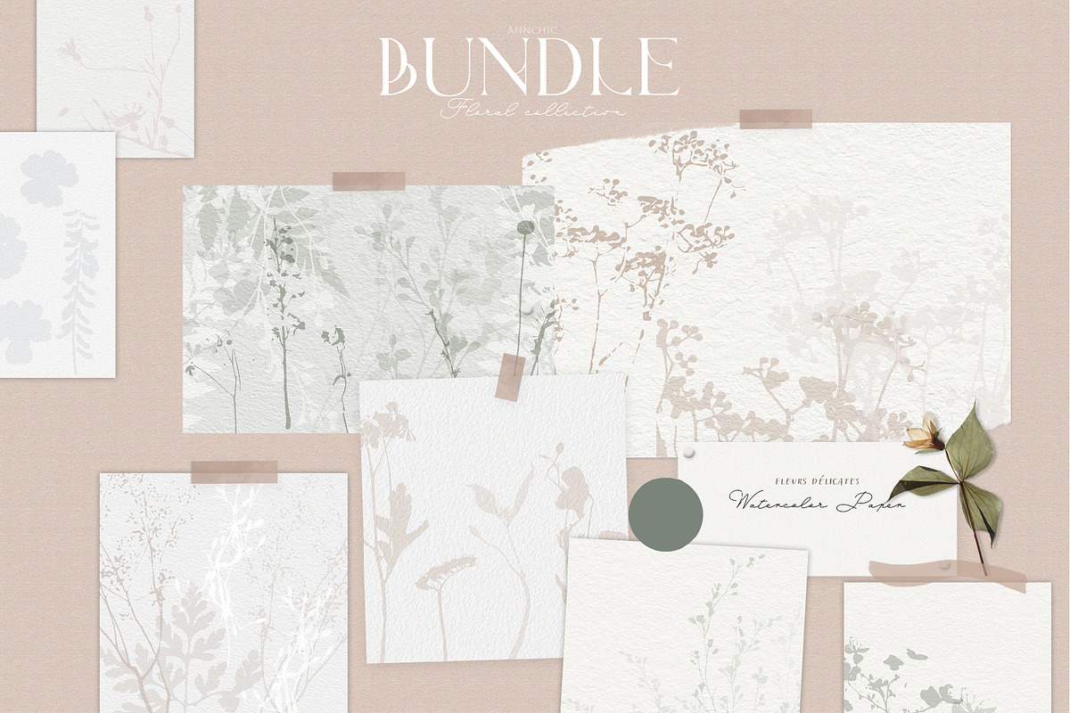 Botanical Bundle watercolor flowers, a Texture Graphic by Anna Sokol (Photo 2 of 89)