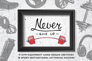 Gym equipment sketches and posters