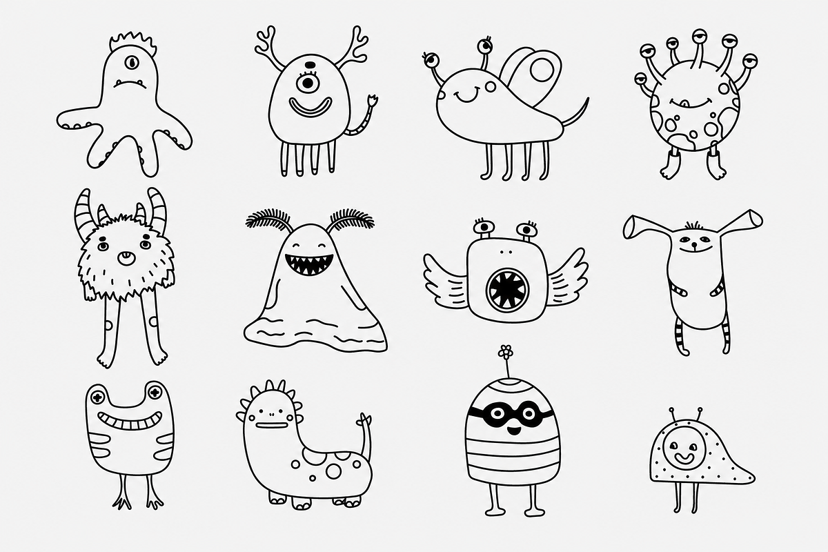 Cute Doodle Monsters, a Seasonal Illustration by Anna Studio (Photo 11 of 11)