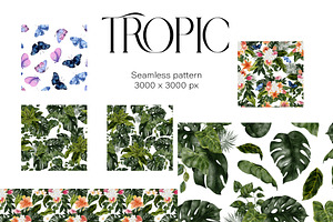 Tropic. Watercolor Graphic