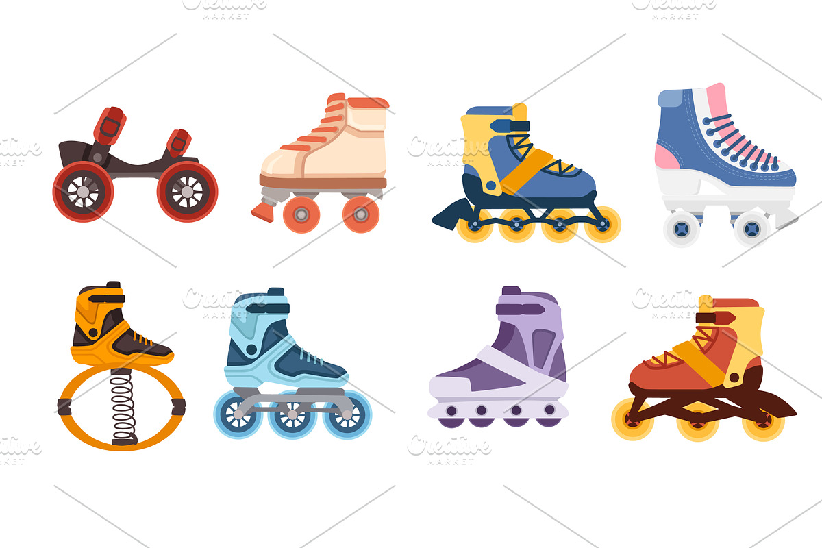 Set of modern design roller skates, an Education Illustration by Alfmaler