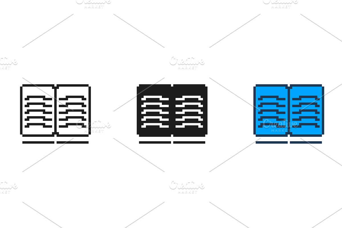 Open Book Pixelated Icon Set, an Education Illustration by Gentle Studio