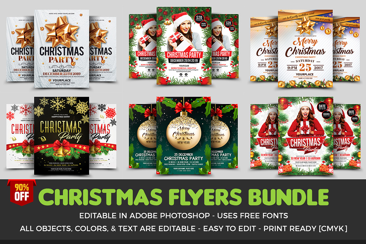 Christmas Flyers Bundle, a Flyer Template by AfzaalGraphics (Photo 1 of 7)