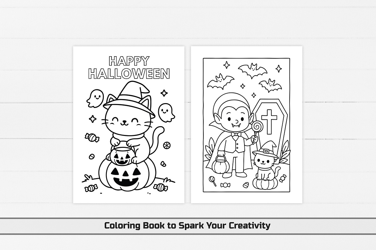 Halloween Coloring Pages, an Education Illustration by DesignDevisers (Photo 3 of 7)