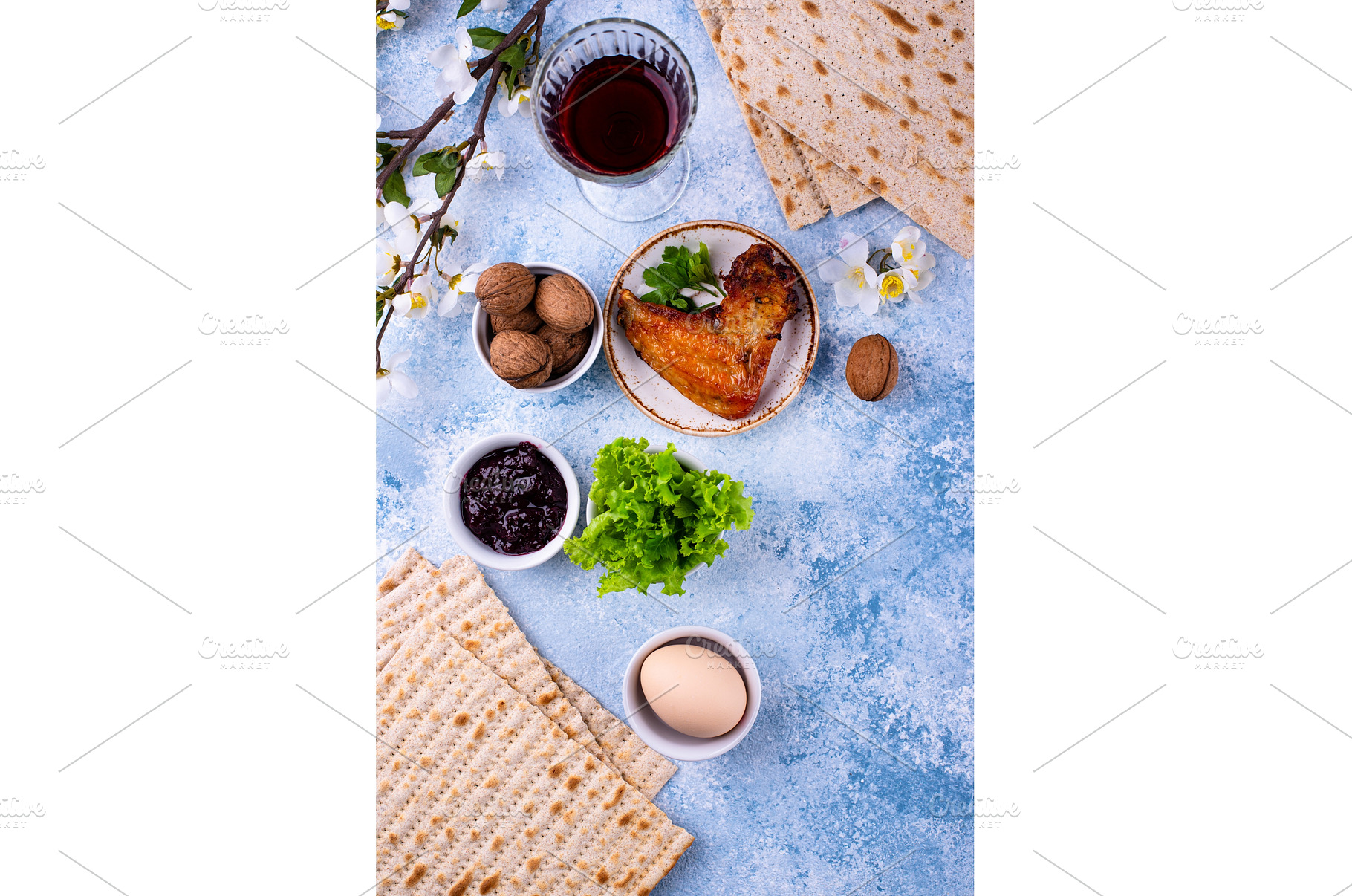 Traditional Passover plate with, a Food & Drink Photo by Yulia Furman