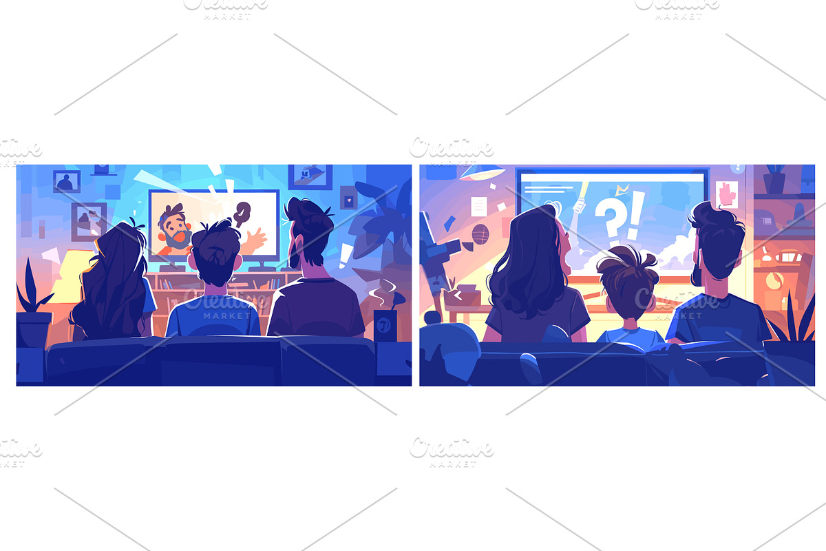 People watching horror. Family or, an Object Illustration by Stock-Smart-Start