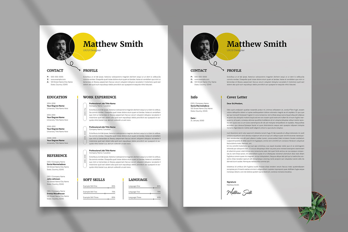 Modern Resume CV Template Design, a Resume Template by PixelStudio (Photo 7 of 7)