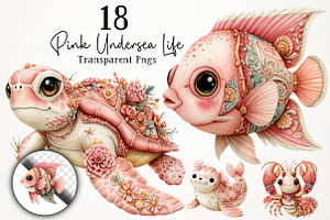 Pink Undersea Life PNG Clipart