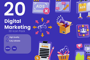 Digital Marketing 3D Icon Pack, a 3D by baii09
