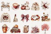 Burgundy Beauty Autumn/Fall Clipart, an Illustration by NadiaTheronArt (Thumbnail 2 of 4)