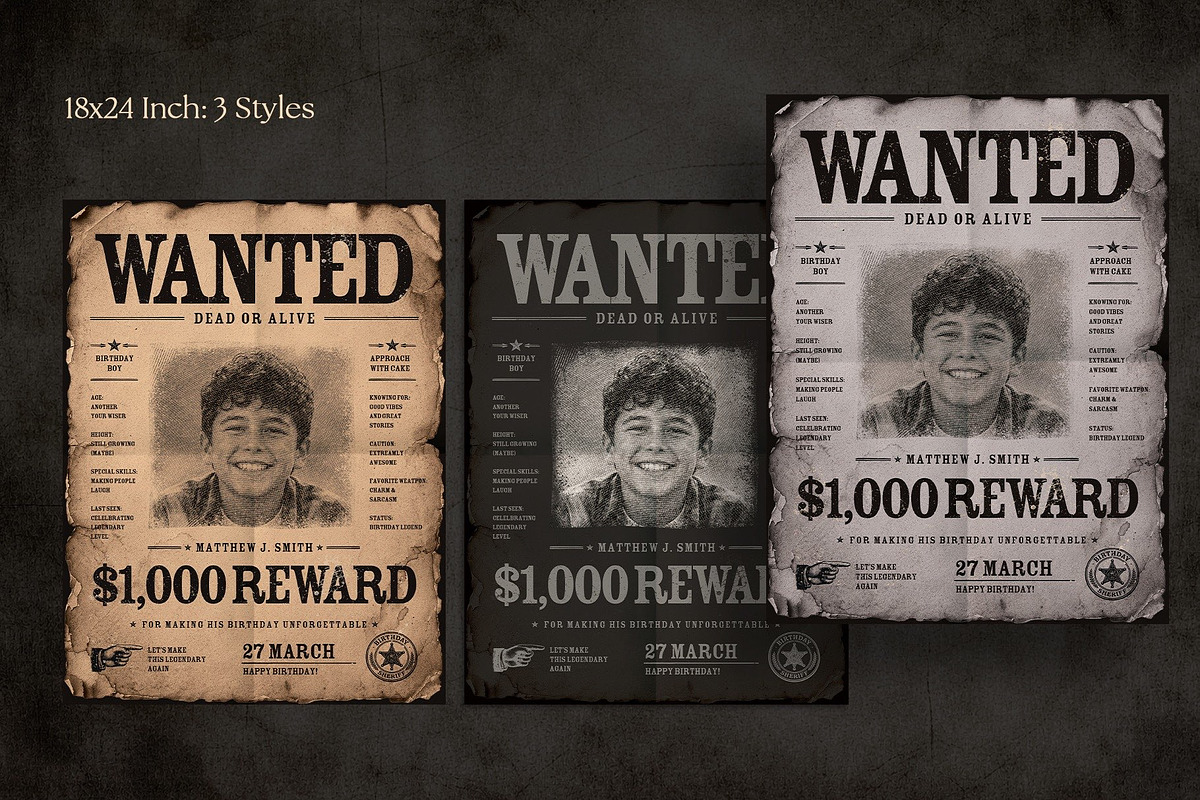 Vintage Wanted Poster Template, a Poster Template by BrandPacks (Photo 2 of 6)