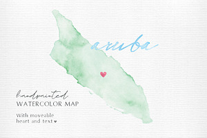 Watercolor Map of Aruba